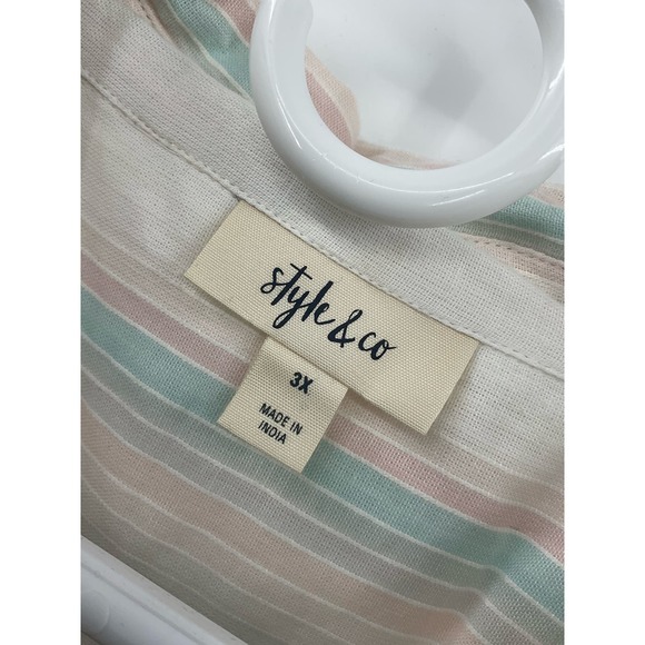 Style & Co. Womens Plus Size Striped Shirt, Rainbow, 3X - Picture 5 of 9